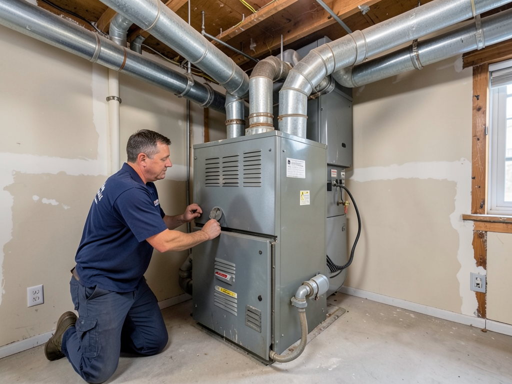 Converting an old gravity furnace into modern forc